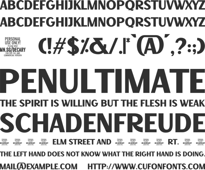 Decary Sans  PERSONAL USE font preview