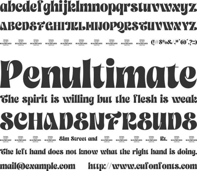 Tracy Queen PERSONAL USE ONLY font preview