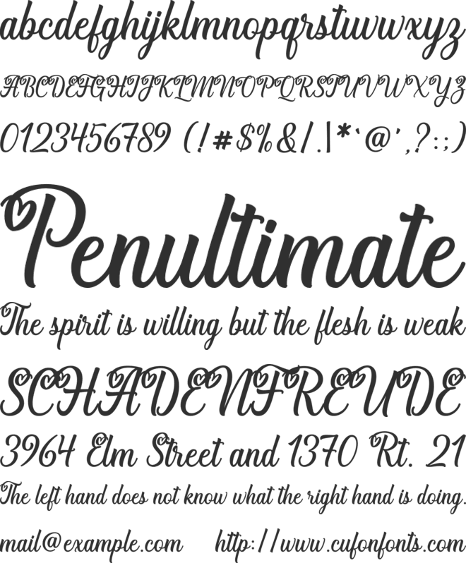 Amellya font preview