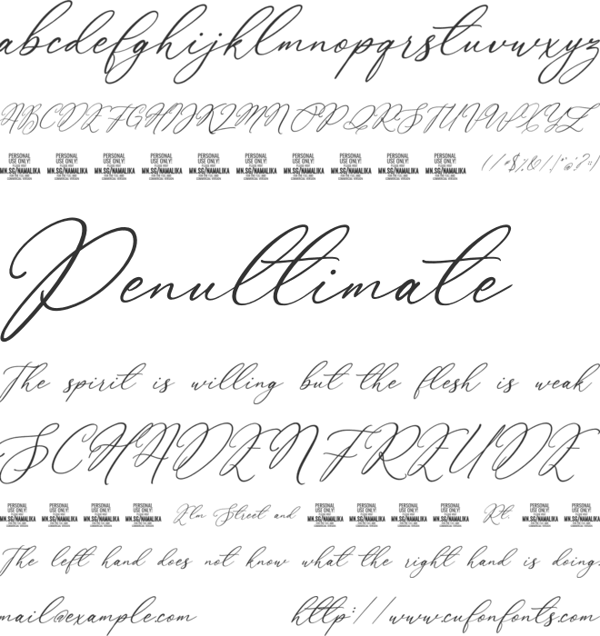 Namalika PERSONAL USE ONLY font preview