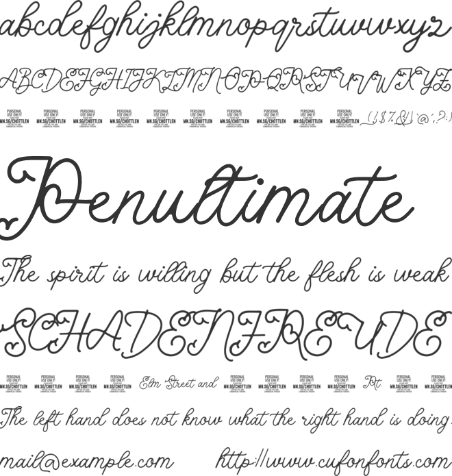 Chottlen Script PERSONAL USE font preview