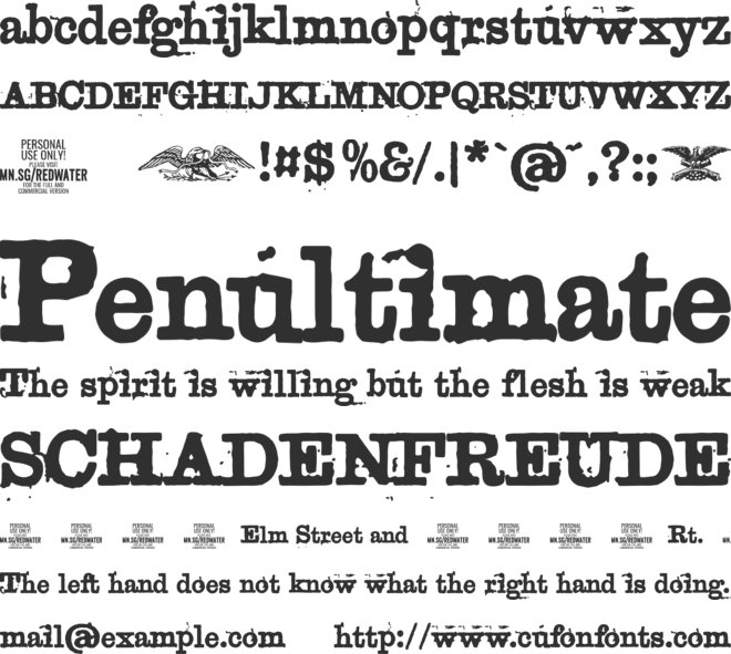 Redwater Banker PERSONAL USE font preview