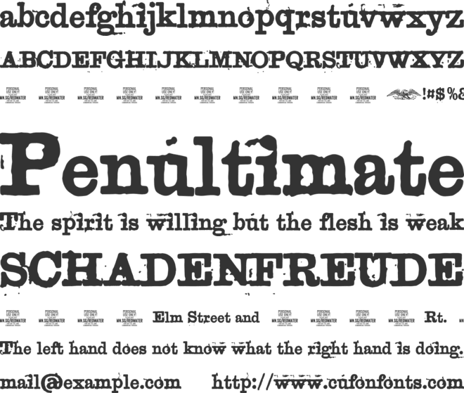 Redwater Banker PERSONAL USE font preview