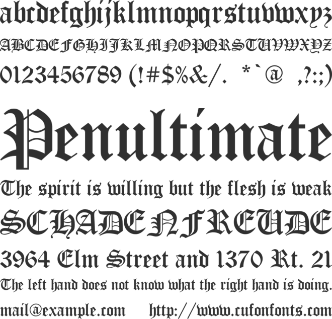 Encient German Gothic font preview