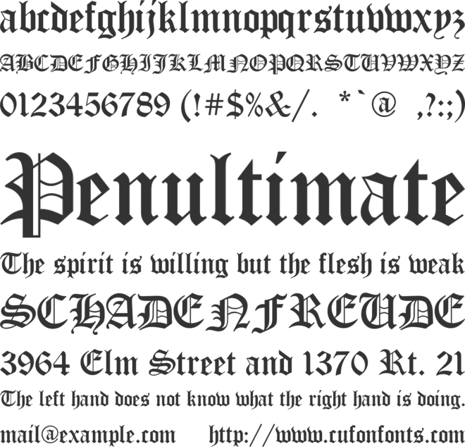 Encient German Gothic font preview