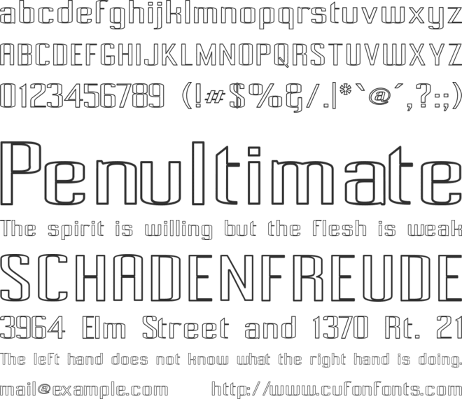 Pecot Outline font preview