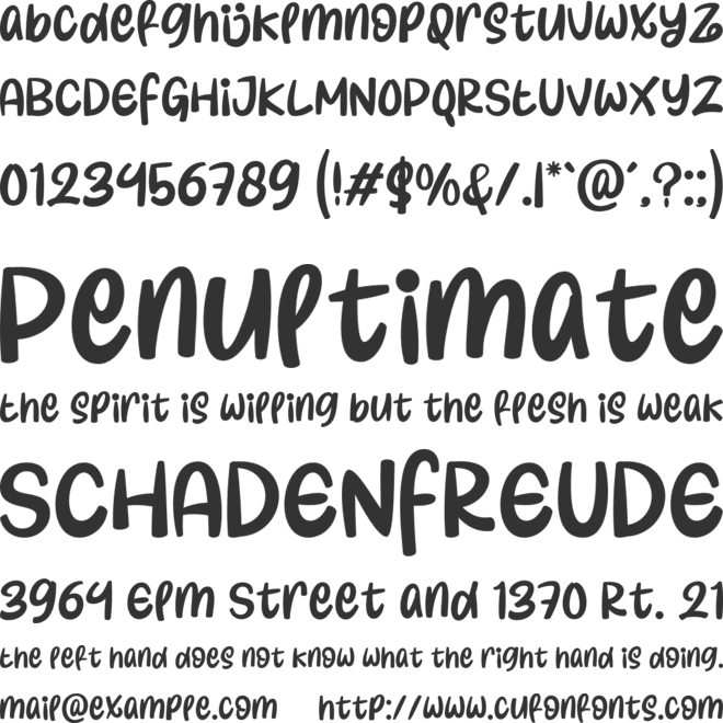 Sunshine Valentine Sans font preview