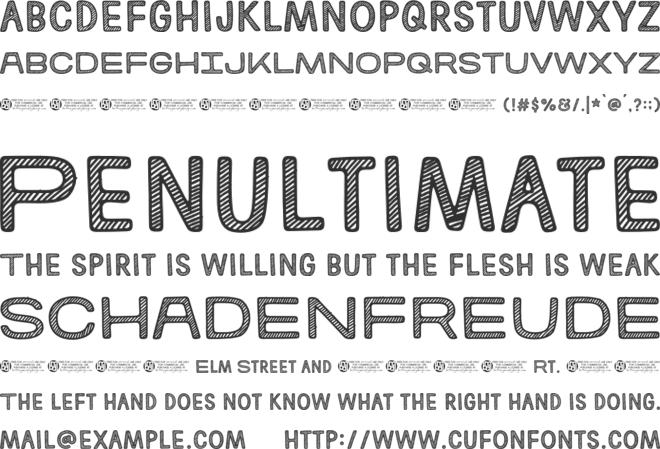 KiTestRings skEtcHed font preview