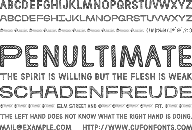 KiTestRings skEtcHed font preview