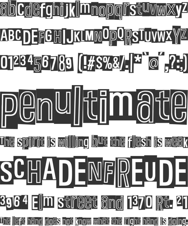 Pink Yellow Black font preview