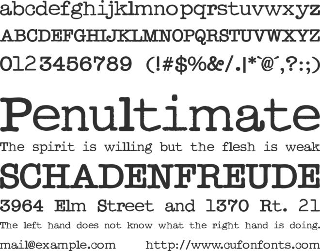 Typewriter font preview