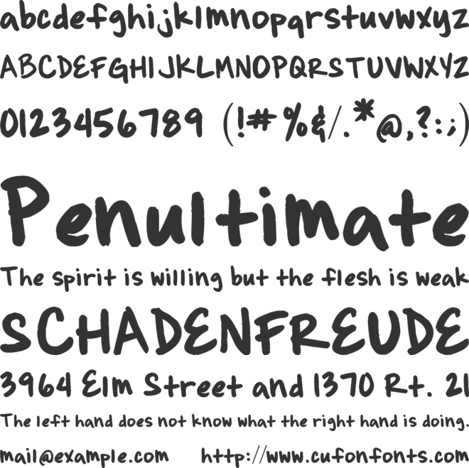 Brianne's hand font preview