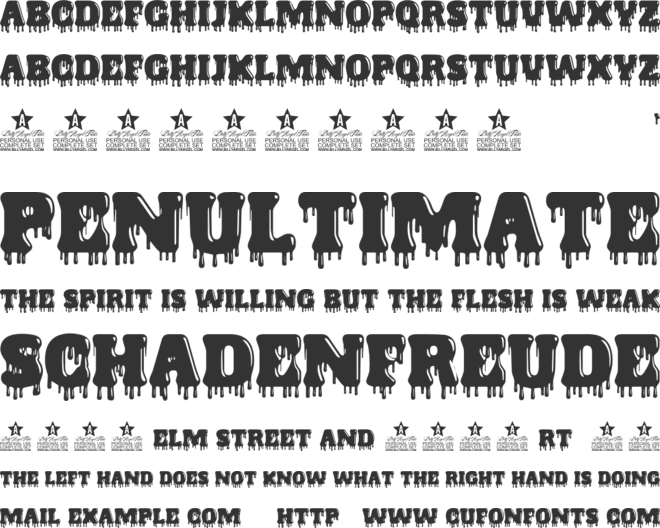 BLOODY TYPE PERSONAL USE font preview