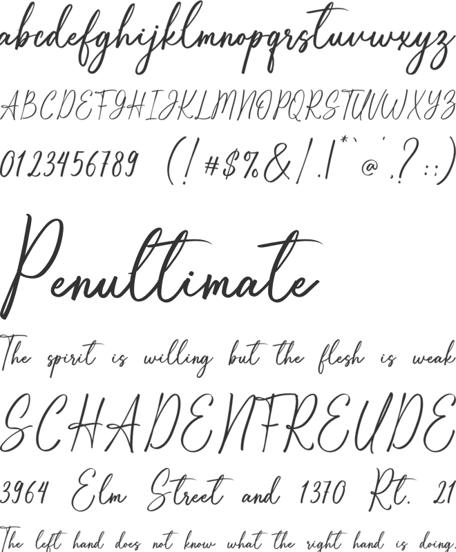 White Dahlia font preview