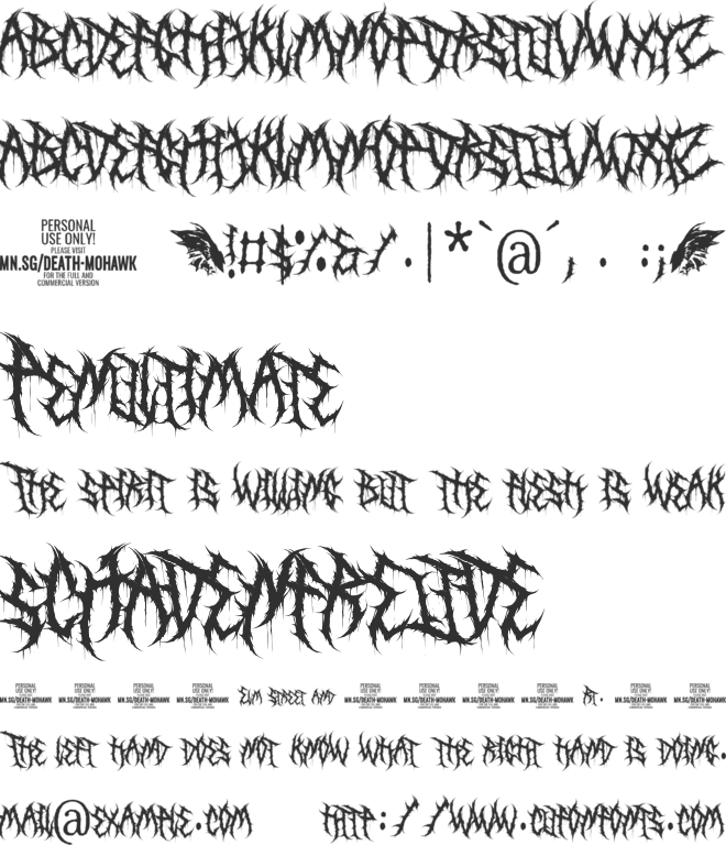 Death Mohawk PERSONAL USE font preview