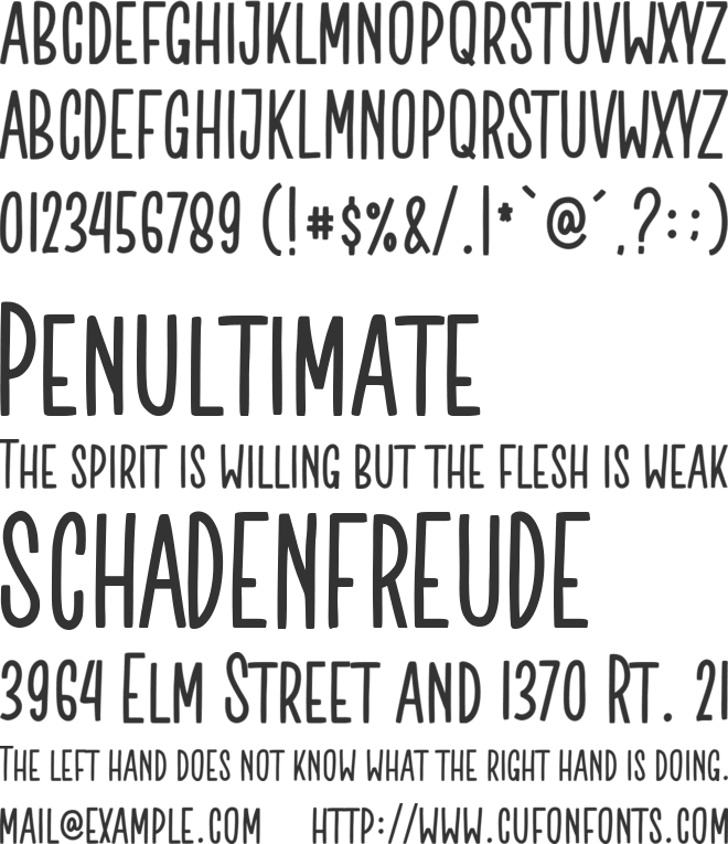 Honest Maria font preview