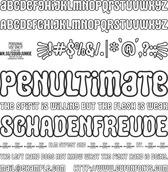 Squid Outline PERSONAL USE font preview