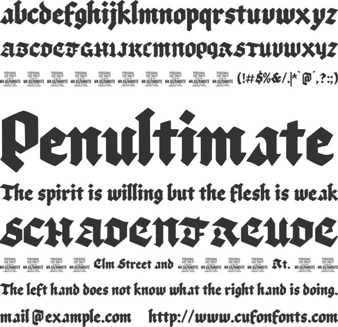Ransite Medieval PERSONAL USE font preview