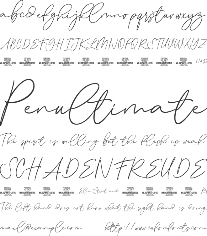 White Lotus PERSONAL USE ONLY font preview