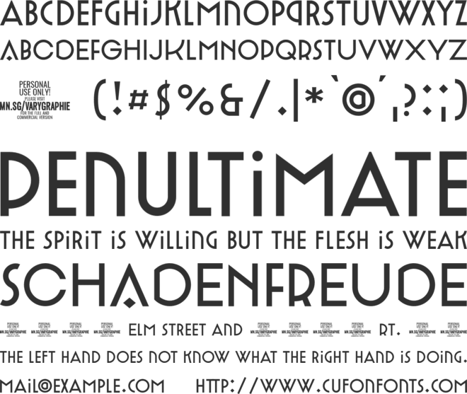 Varygraphie PERSONAL USE ONLY font preview