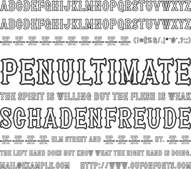 Patched In PERSONAL USE ONLY font preview