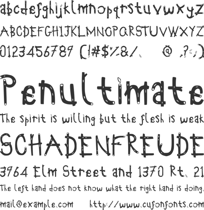 Twiglet Fill font preview