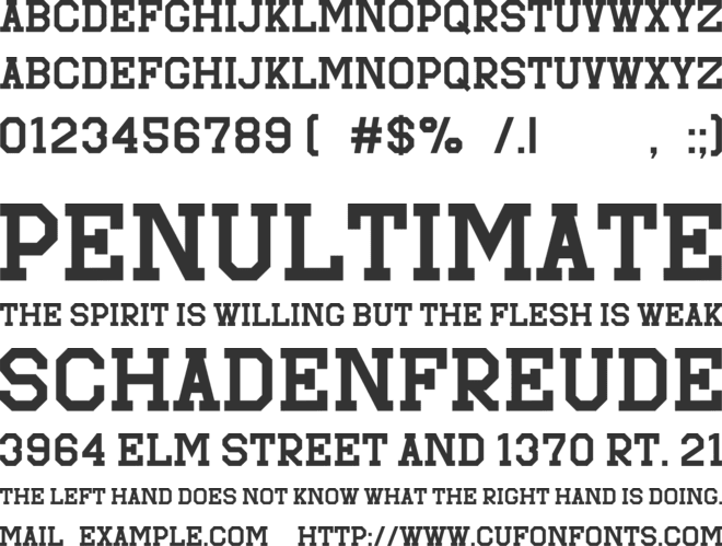 Sportfield Varsity font preview