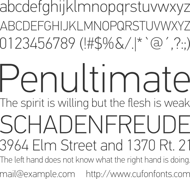 PF DinText Pro Thin font preview