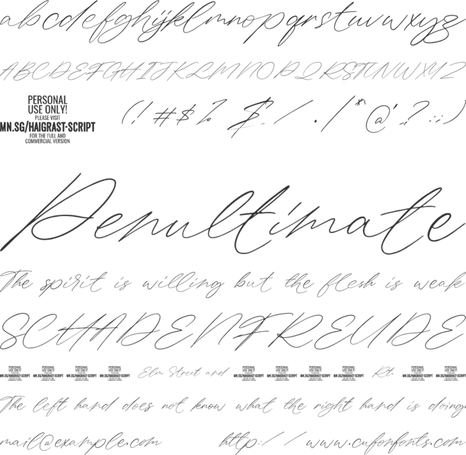 Haigrast Script PERSONAL USE font preview