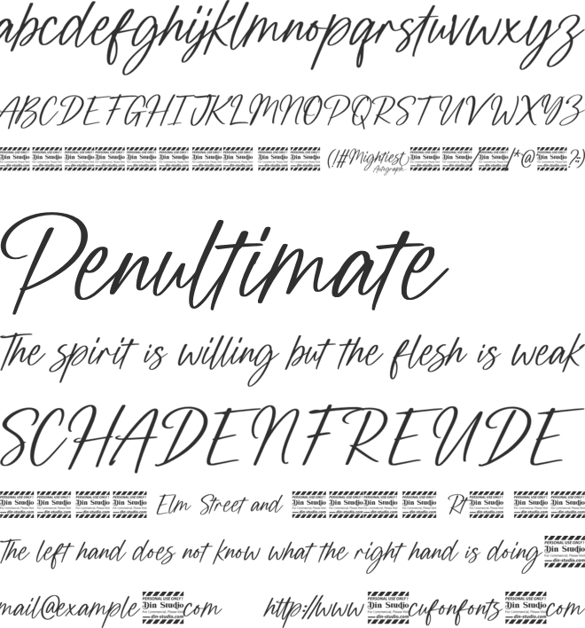 Mightiest Autograph Personal Use font preview