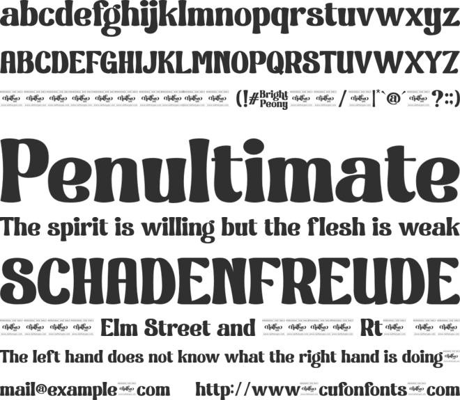 Bright Peony Personal Use font preview
