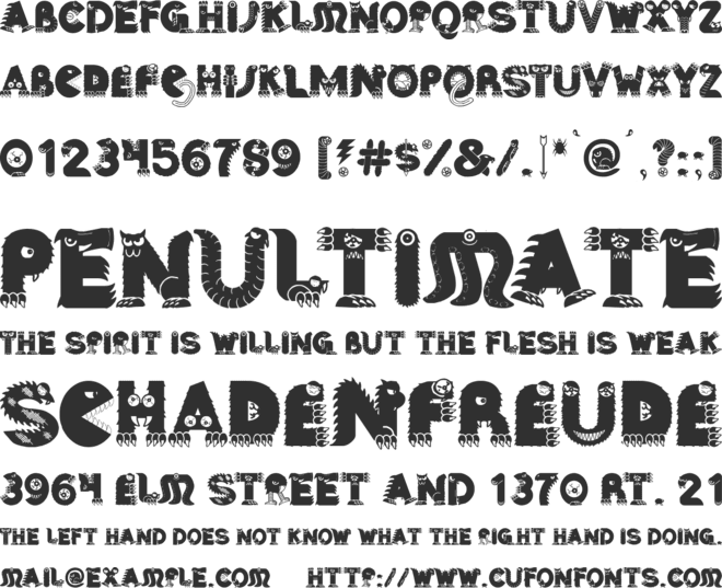 Angry Monsters font preview