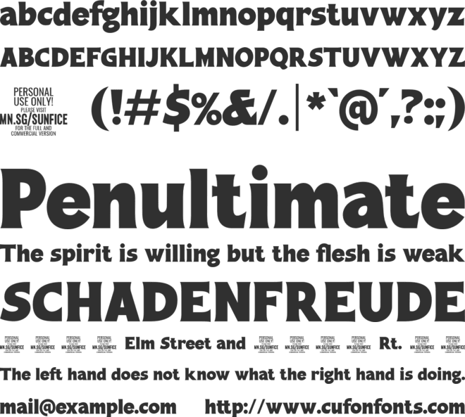 Sunfice PERSONAL USE ONLY font preview