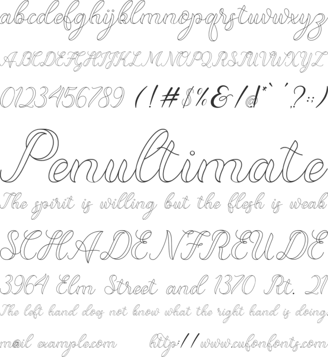 Dominica Calligraphy Outline font preview