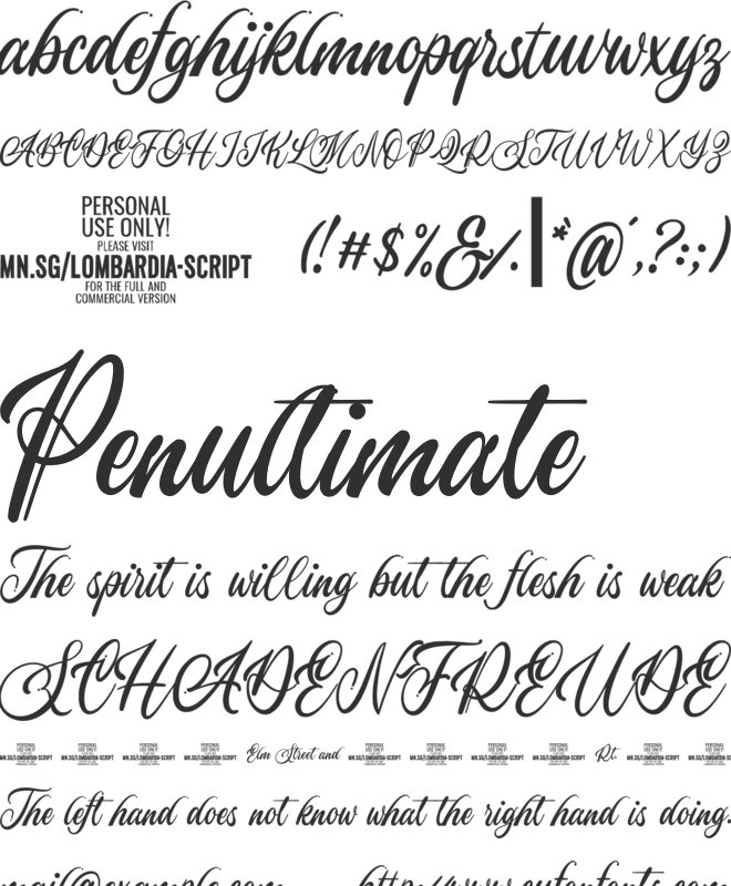 Lombardia Script PERSONAL USE font preview