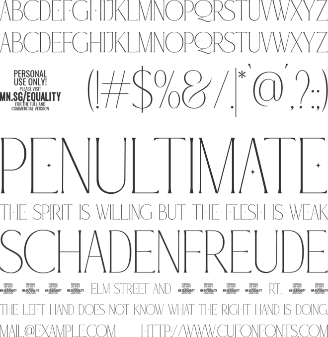 Equality Serif PERSONAL USE font preview