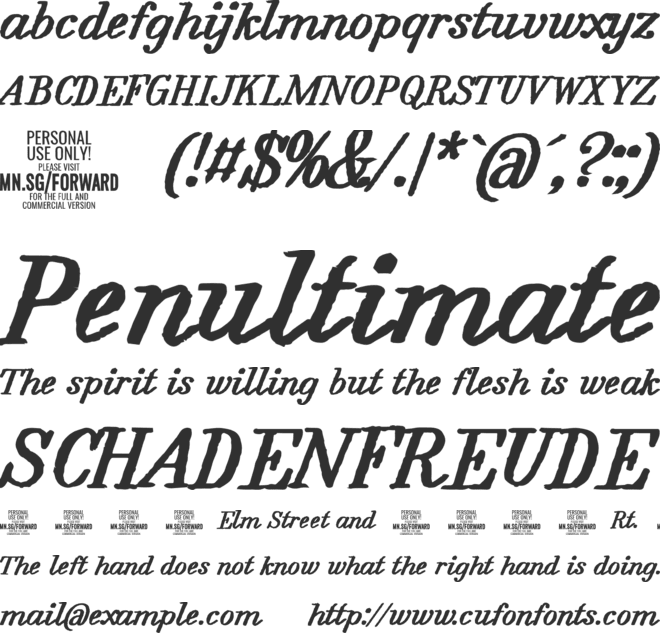 Forward Serif  PERSONAL font preview