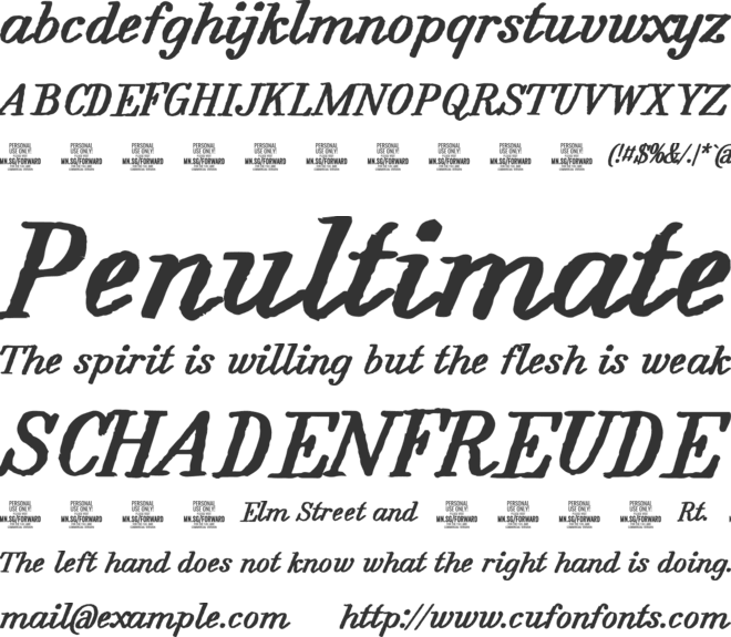 Forward Serif  PERSONAL font preview