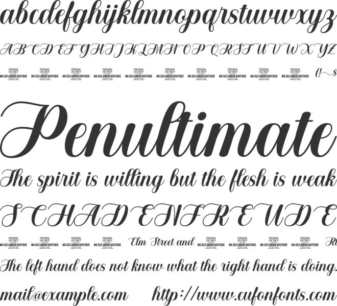 London Boutique PERSONAL USE font preview