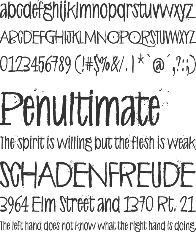 Alphabet Minus Eighty Dirty font preview