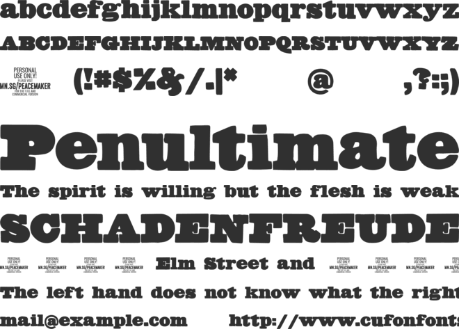 Peacemaker Black PERSONAL USE font preview