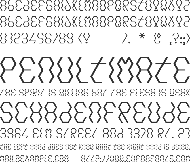 Hexcore font preview