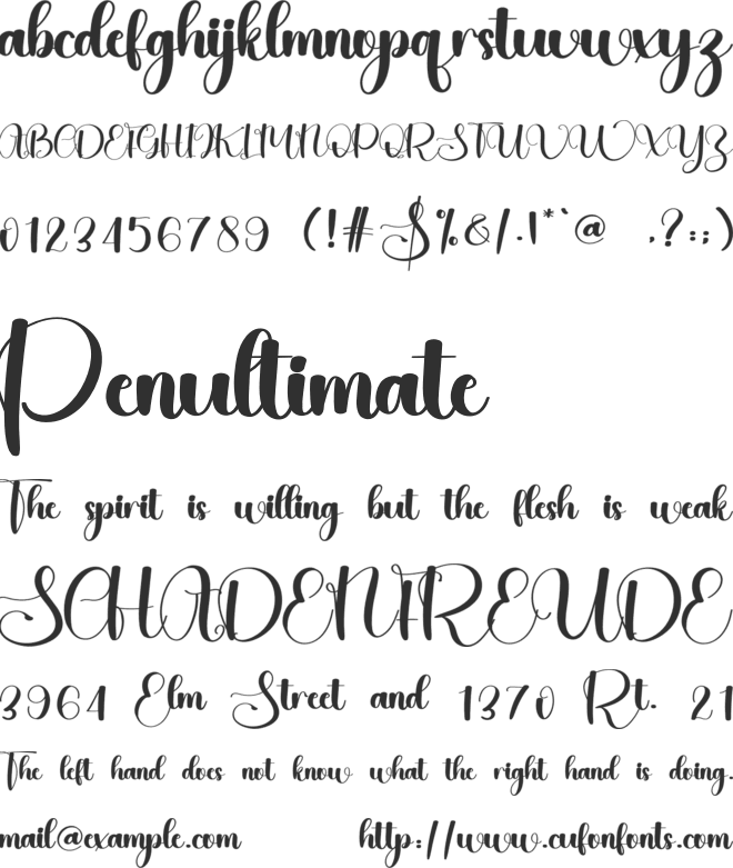 Tangerline font preview