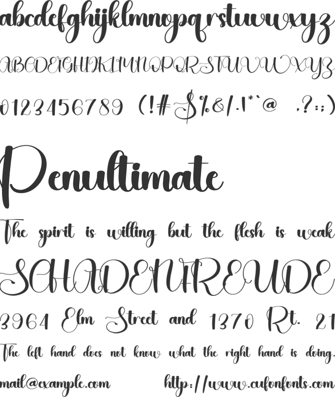 Tangerline font preview