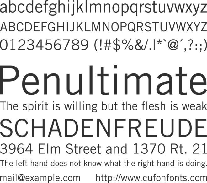 TradeGothic LT font preview