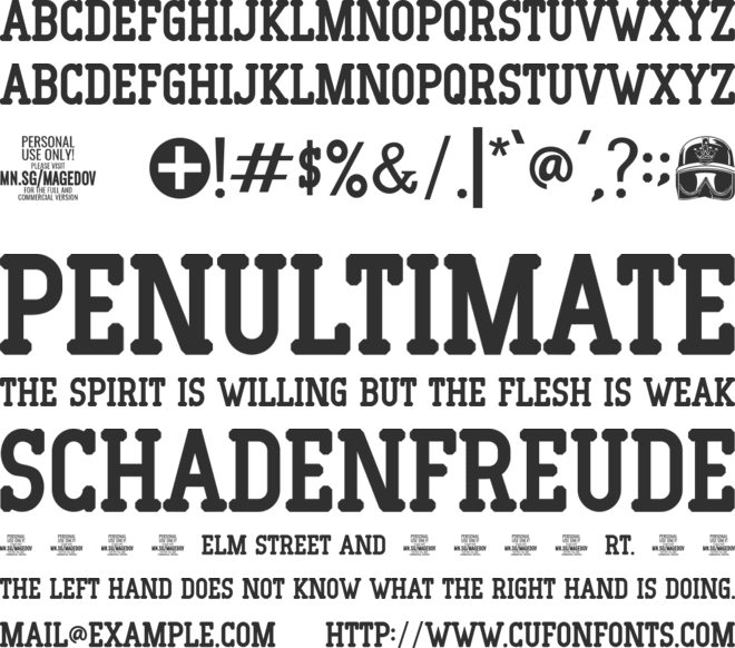 Magedov Military PERSONAL USE font preview