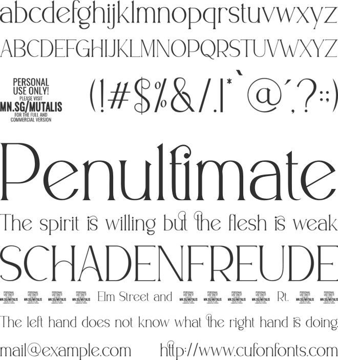 Mutalis Fashion PERSONAL USE font preview