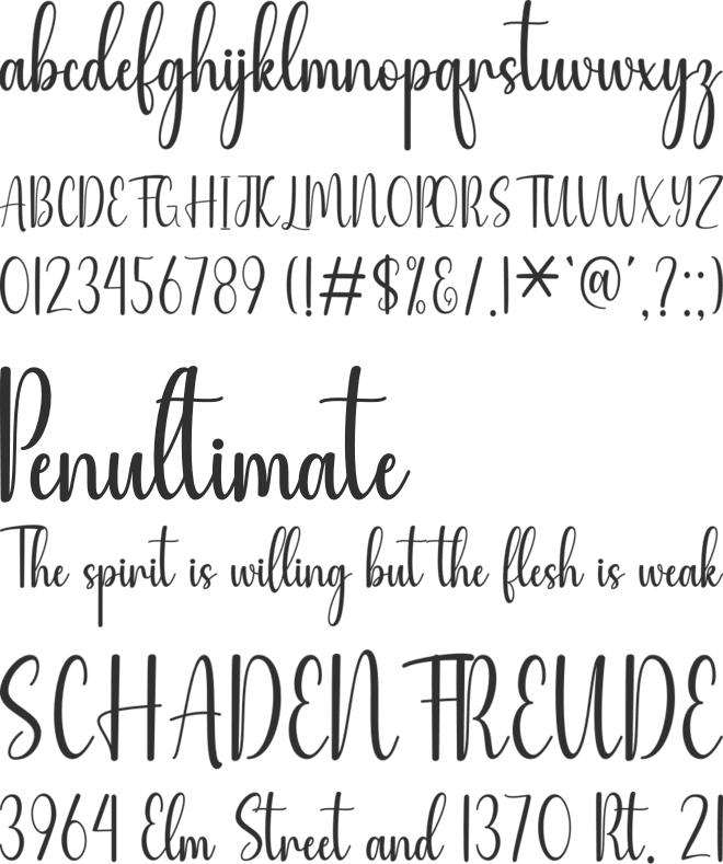 Gardening font preview