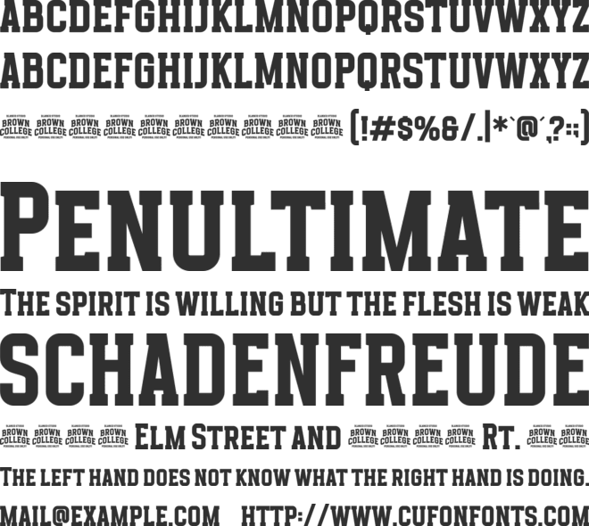 Brown College font preview