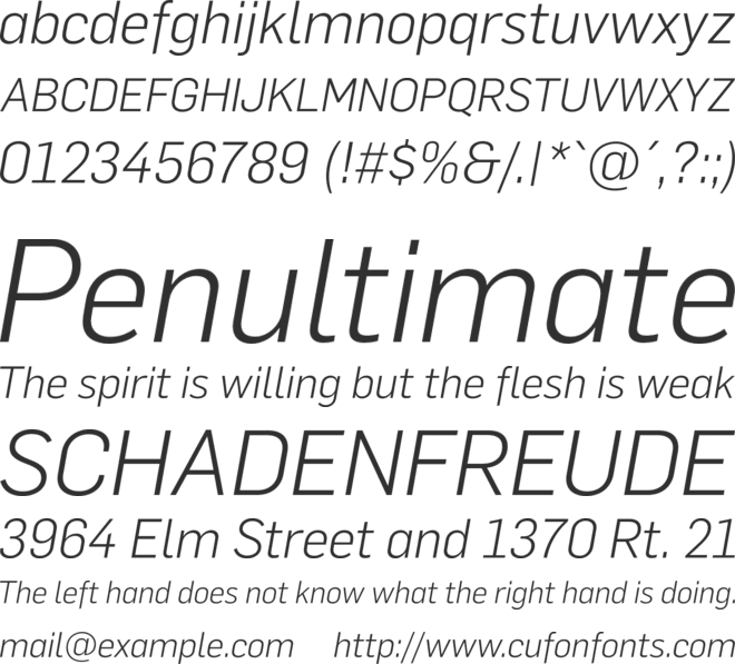 Flama Light Italic font preview
